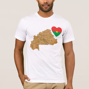 Burkina Faso Flaggenherz und T - Shirt Karte