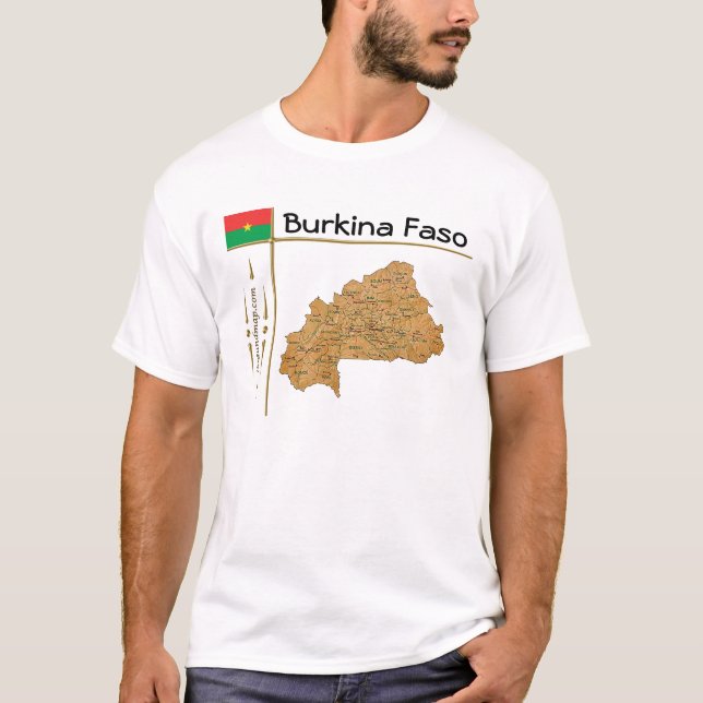 Burkina Faso Karte + Flagge + T - Shirt (Vorderseite)