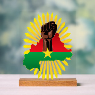 Burkina Faso Karte, Flagge und Revolution Fest Acrylschild
