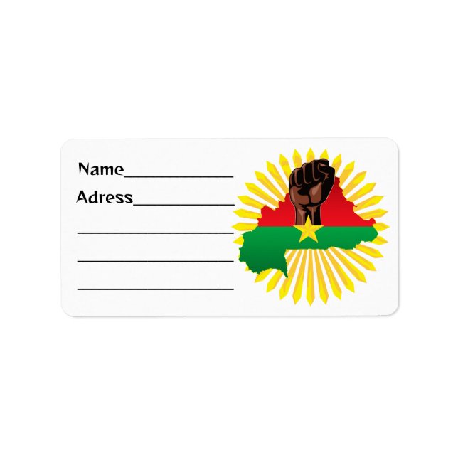 Burkina Faso Karte, Flagge und Revolution Fest Adressaufkleber (Vorne)