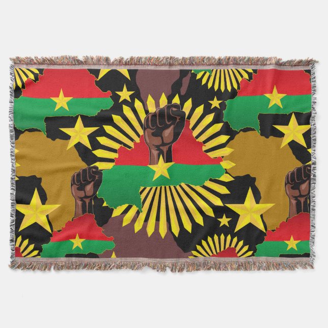 Burkina Faso Karte, Flagge und Revolution Fest Decke (Vorderseite)