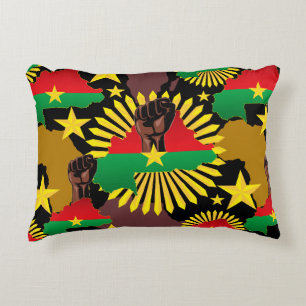 Burkina Faso Karte, Flagge und Revolution Fest Dekokissen