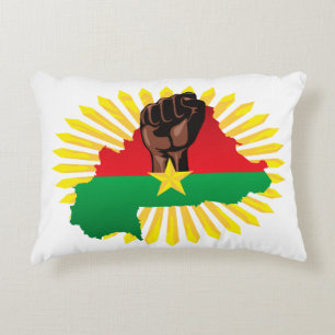 Burkina Faso Karte, Flagge und Revolution Fest Dekokissen