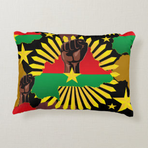Burkina Faso Karte, Flagge und Revolution Fest Dekokissen