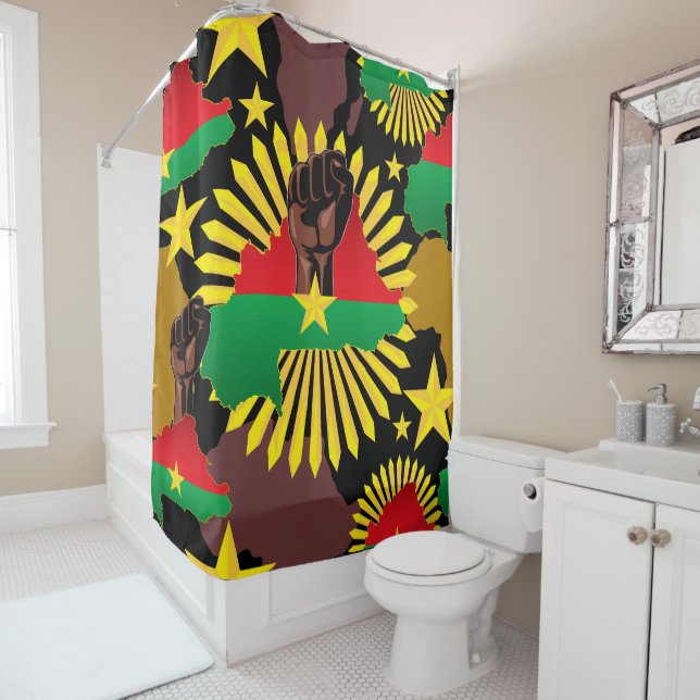 Burkina Faso Karte, Flagge und Revolution Fest Duschvorhang (Beispiel)
