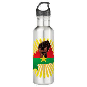 Burkina Faso Karte, Flagge und Revolution Fest Edelstahlflasche