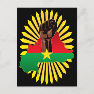 Burkina Faso Karte, Flagge und Revolution Fest Einladungspostkarte