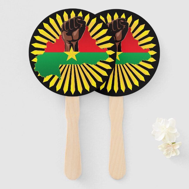 Burkina Faso Karte, Flagge und Revolution Fest Fächer (Vorne und Hinten)