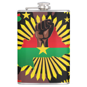 Burkina Faso Karte, Flagge und Revolution Fest Flachmann