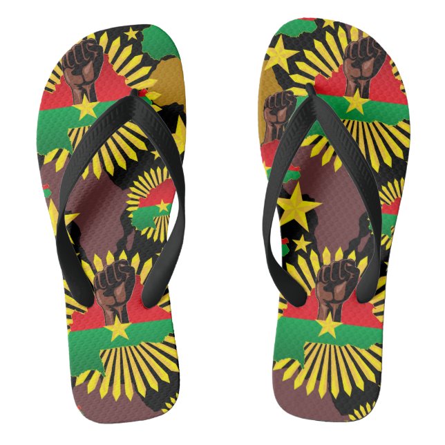 Burkina Faso Karte, Flagge und Revolution Fest Flip Flops (Fußbett)