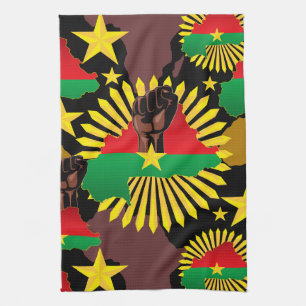 Burkina Faso Karte, Flagge und Revolution Fest Geschirrtuch