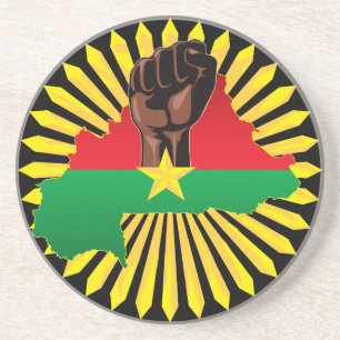 Burkina Faso Karte, Flagge und Revolution Fest Getränkeuntersetzer