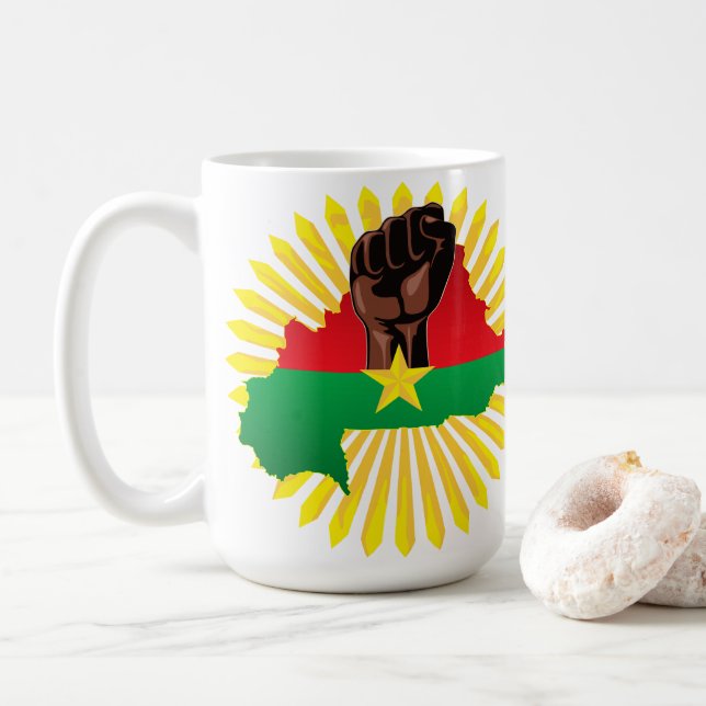 Burkina Faso Karte, Flagge und Revolution Fest Kaffeetasse (Mit Donut)