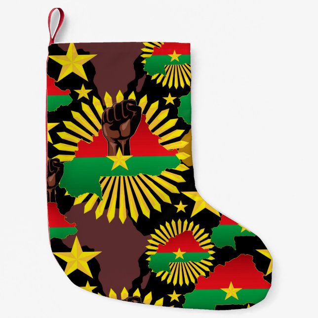Burkina Faso Karte, Flagge und Revolution Fest Kleiner Weihnachtsstrumpf (Vorderseite)
