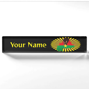 Burkina Faso Karte, Flagge und Revolution Fest Namensplakette