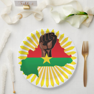 Burkina Faso Karte, Flagge und Revolution Fest Pappteller
