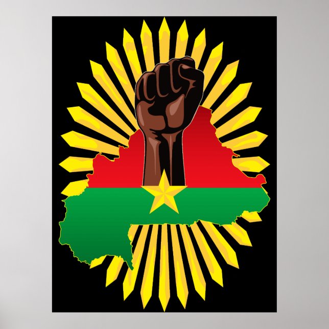 Burkina Faso Karte, Flagge und Revolution Fest Poster (Vorne)