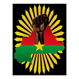 Burkina Faso Karte, Flagge und Revolution Fest Poster