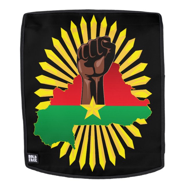 Burkina Faso Karte, Flagge und Revolution Fest Rucksack (Abnehmbare Front)