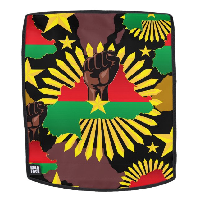 Burkina Faso Karte, Flagge und Revolution Fest Rucksack (Abnehmbare Front)