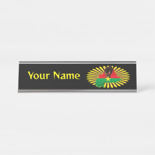 Burkina Faso Karte, Flagge und Revolution Fest Schreibtischnamensplakette