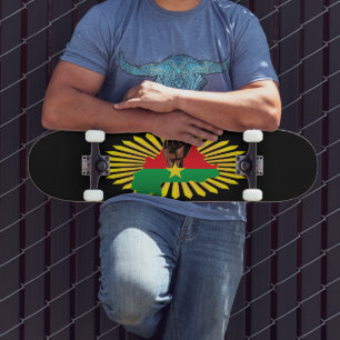 Burkina Faso Karte, Flagge und Revolution Fest Skateboard