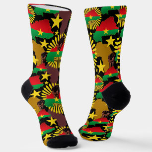 Burkina Faso Karte, Flagge und Revolution Fest Socken