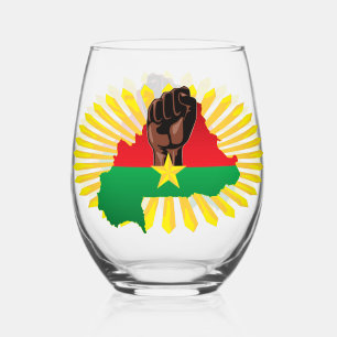 Burkina Faso Karte, Flagge und Revolution Fest Weinglas Ohne Stiel