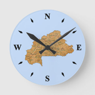 Burkina Faso Karte Runde Wanduhr