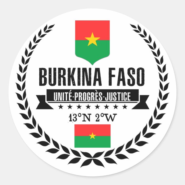 Burkina Faso Runder Aufkleber (Vorderseite)