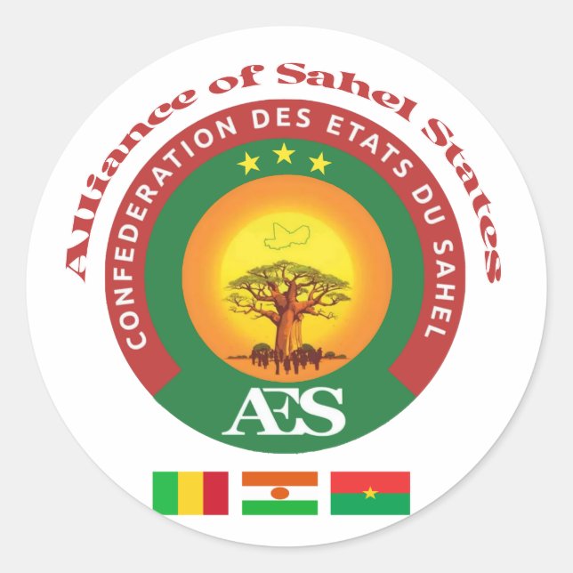 Burkina, Mali and Niger, Alliance of Sahel States Runder Aufkleber (Vorderseite)