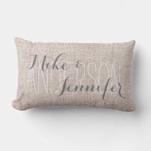 Burlap-ähnliche Personalize Wedding Names Date Ges Kissen Für Draußen