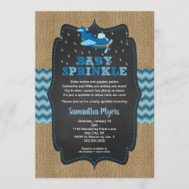 Burlap Airplanes Boy bébé saupoudré invitation