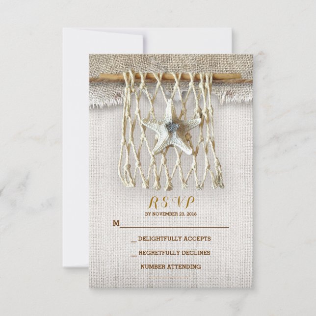 BURLAP BEACH WEDD RSVP CARDS (Vorderseite)