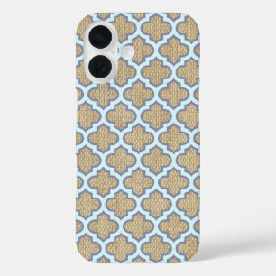 Burlap & Blue Girly Quatrefoil Pattern Trendy Nied title_seo2