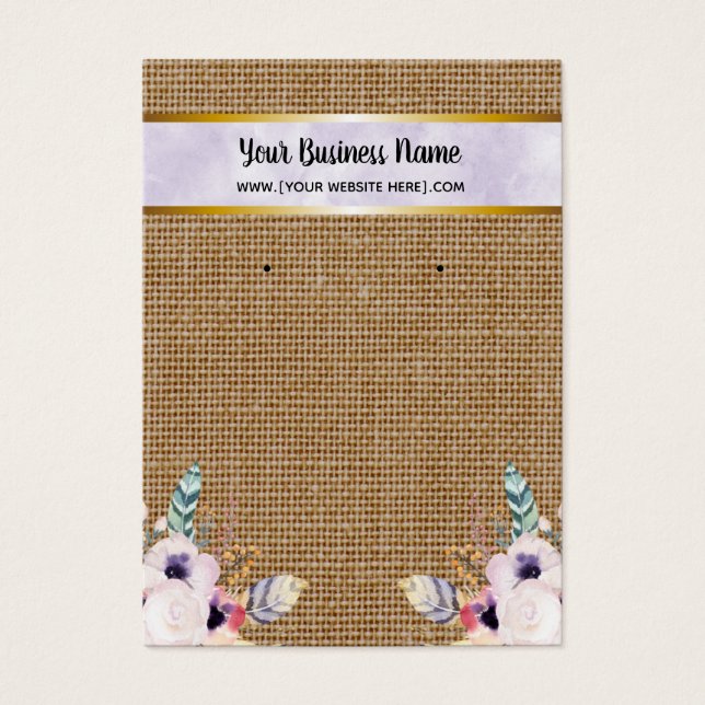 Burlap Blume Boho Earring Display Cards (Vorderseite)