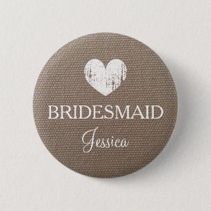 Burlap-Bridesmaid-Taste für Country-schicke Hochz Button