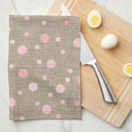 BURLAP BROWN MIT SCHATTEN VON PINKPOLKA-DOTEN GESCHIRRTUCH