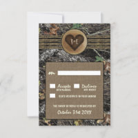 Burlap + Cartes RSVP de mariage Carved Heart Camo