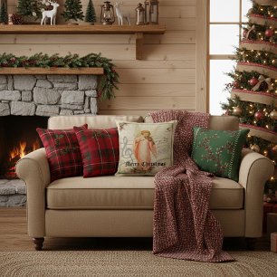 Burlap Christmas Angel Throw Kissen