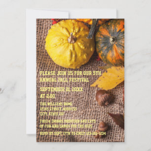 Burlap & Citrouilles - Invitation de la fête d'aut