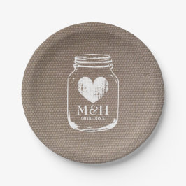 Burlap Country chic Maurer Glas Hochzeitsfeier Tel Pappteller