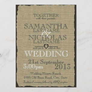 Burlap Country Rustic Wedding Einladung