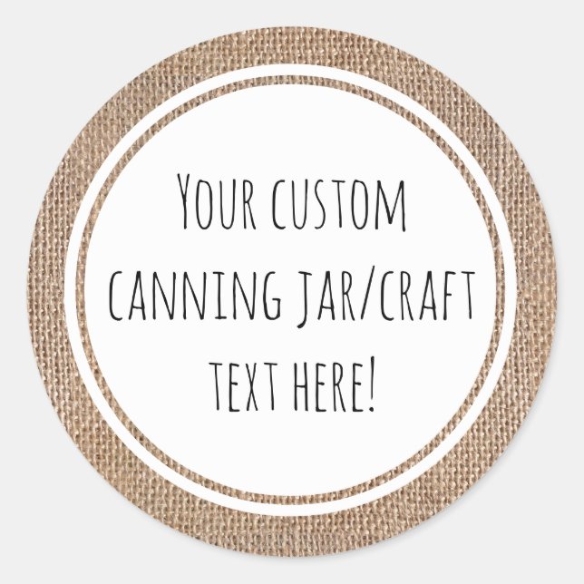 Burlap Custom Bedruckte Canning Jar Craft Küche Runder Aufkleber (Vorderseite)