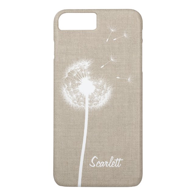 Burlap Dandelion Monogrammed iPhone 7 Plus Coque (Dos)