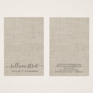 Burlap Earrings Jewelry Display Card