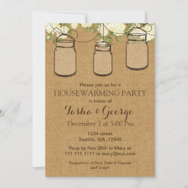 Burlap Elfenbein Rose Mason Jars Hauswärmung Einla Einladung