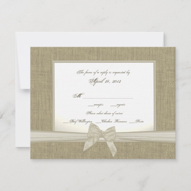 Burlap et Bow Mariage rustique RSVP (Devant)