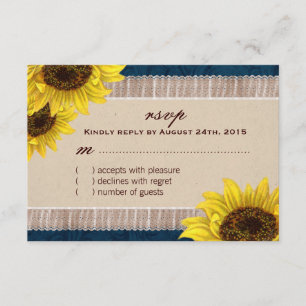 Burlap et dentelle, Cartes RSVP tournesol