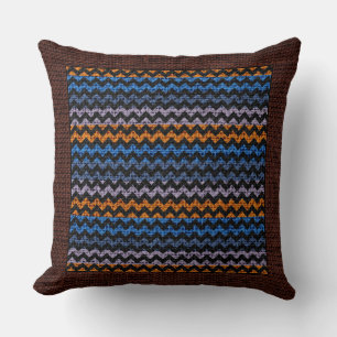 Burlap-farbene Zickzack moderne braune Grenze #15 Kissen
